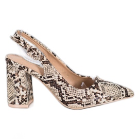 Comer Décolleté classiche con tacco aperto beige multicolore