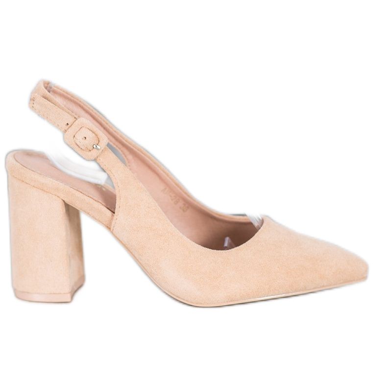 Comer Décolleté classiche con tacco aperto beige