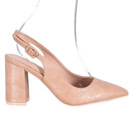 Comer Décolleté classiche con tacco aperto beige