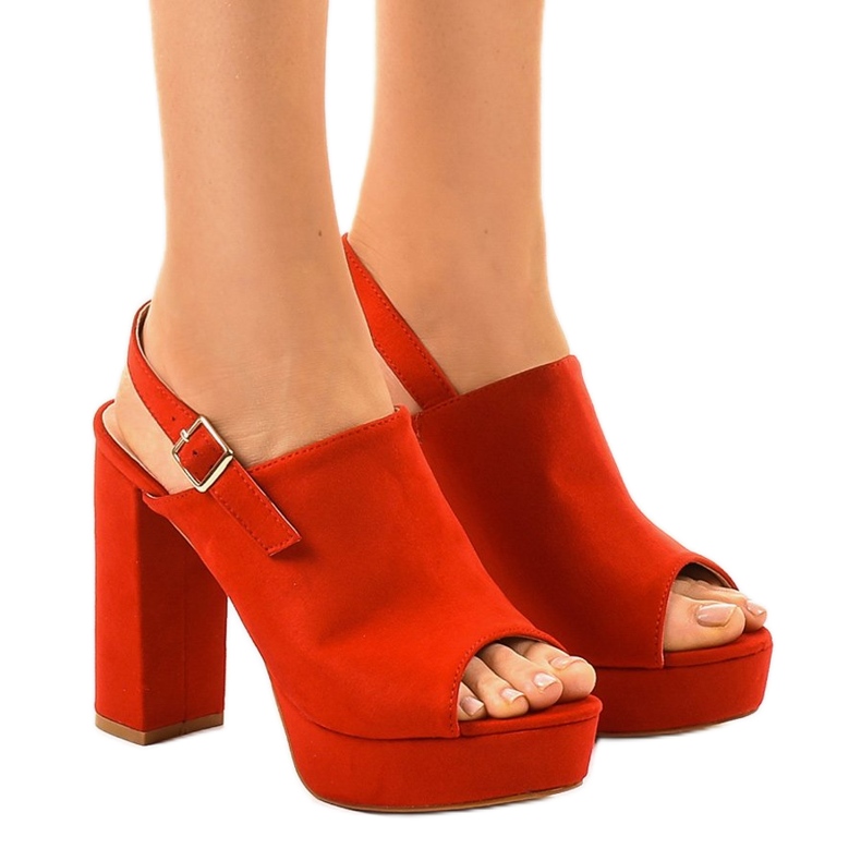Sandali rossi con tacco alto e tomaia 9R05 rosso