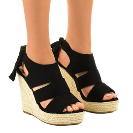 Sandali con zeppa espadrillas nere 77-77 nero