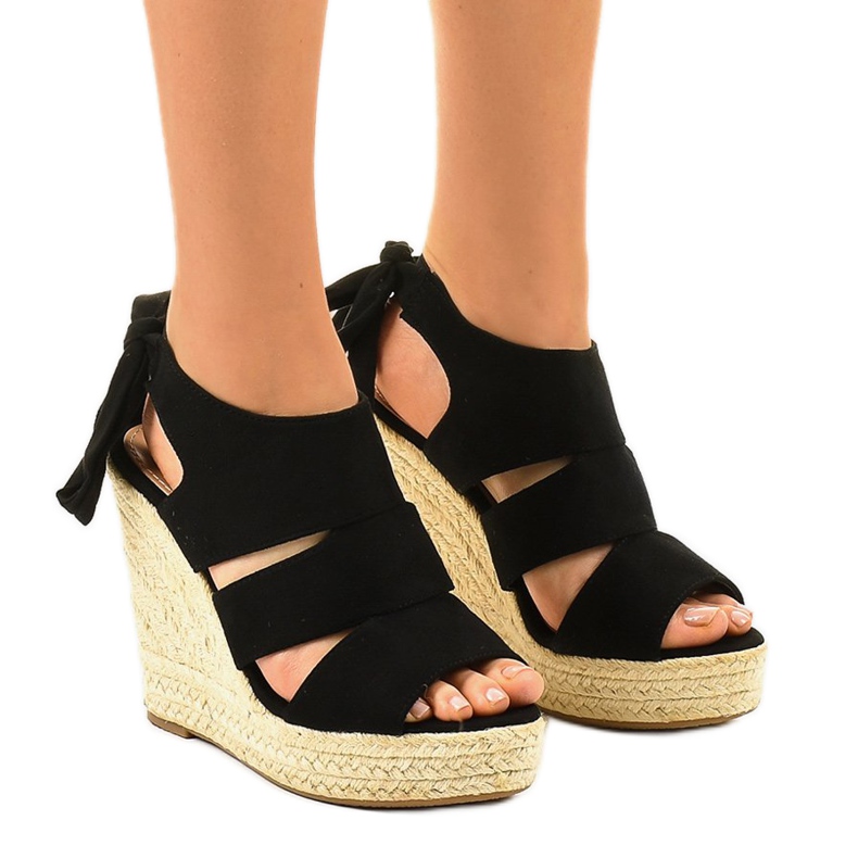 Sandali con zeppa espadrillas nere 77-77 nero