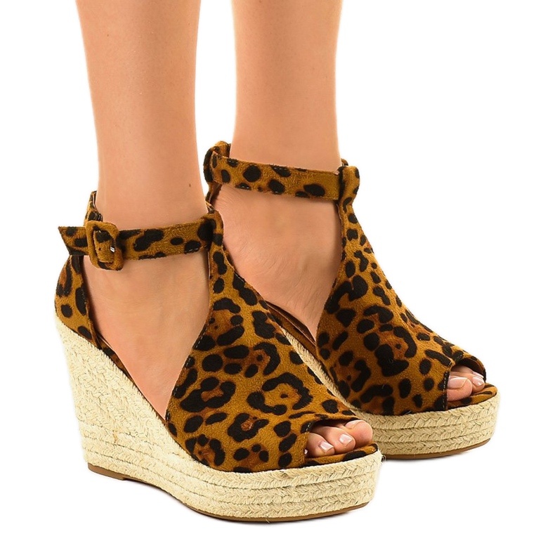 Sandali con zeppa leopardati espadrillas 108-11 multicolore