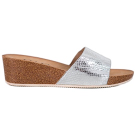 Small Swan Pantofole in ecopelle grigio