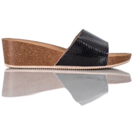Small Swan Pantofole in ecopelle nero