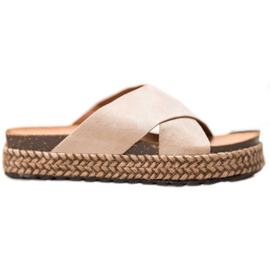 Comer Comode pantofole sulla piattaforma beige