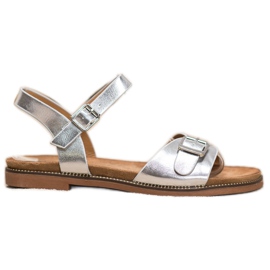 Small Swan Sandali Argento Con Fibbia grigio
