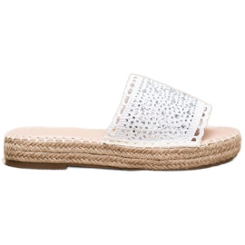 Small Swan Pantofole Con Cristalli bianca