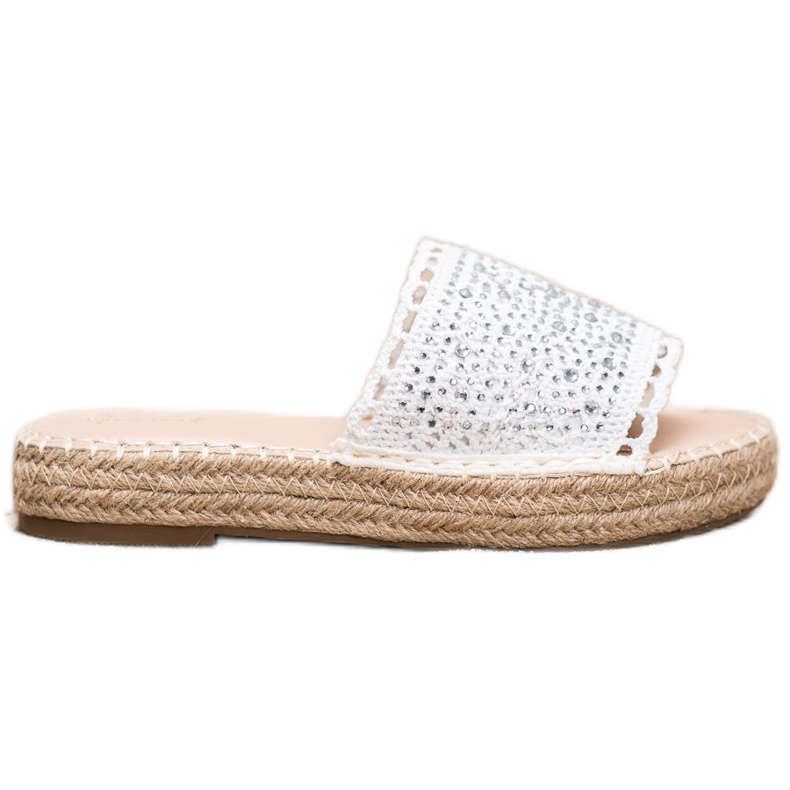 Small Swan Pantofole Con Cristalli bianca