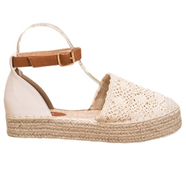 SHELOVET Espadrillas alla moda con pizzo beige