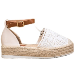 SHELOVET Espadrillas alla moda con pizzo bianca