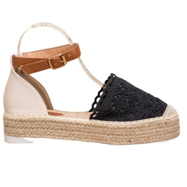SHELOVET Espadrillas alla moda con pizzo nero