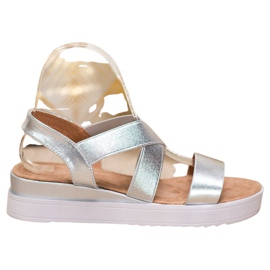 SHELOVET Sandali Argento Con Elastici grigio