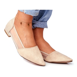 EVE Ballerine Da Donna Con Rete Scamosciata Beige Fibe