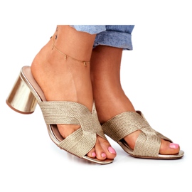 S.Barski Pantofole Donna Con Tacco Slip Oro Guest d'oro
