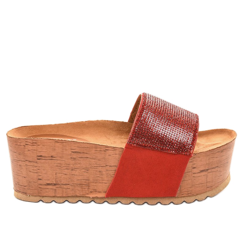 Pantofole rosse sulla piattaforma 77-99 rosso