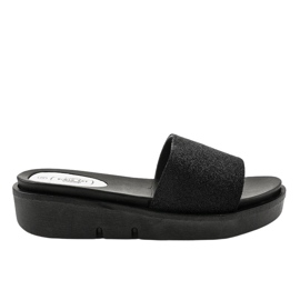 Pantofole nere lucide E3969 nero