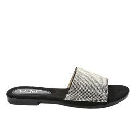 Pantofole nere con zirconi 839-761 nero grigio