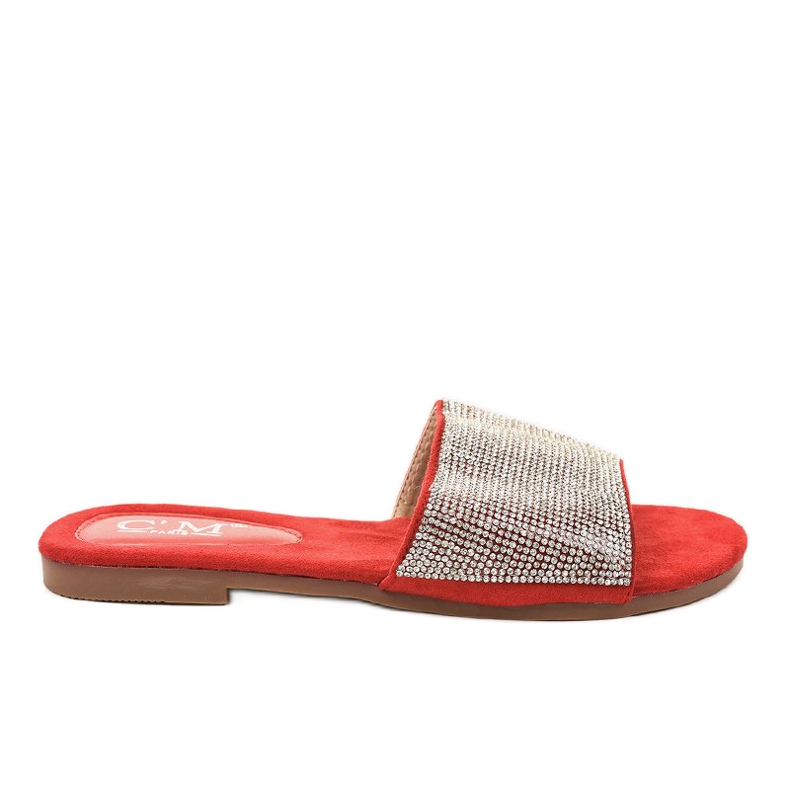 Pantofole rosse con zirconi 839-761 rosso grigio