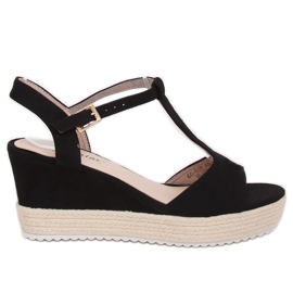 Nero GG-60P Sandali neri con zeppa