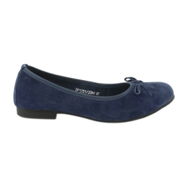 Filippo Ballerine in pelle blu navy con fiocco DP1231 / 20