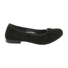 Filippo Ballerine in pelle nera con fiocco nero