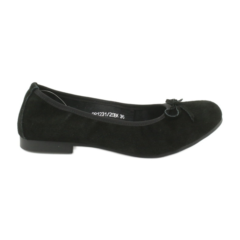 Filippo Ballerine in pelle nera con fiocco nero