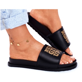 ADY Pantofole da donna Never Give Up2 Oro Nero