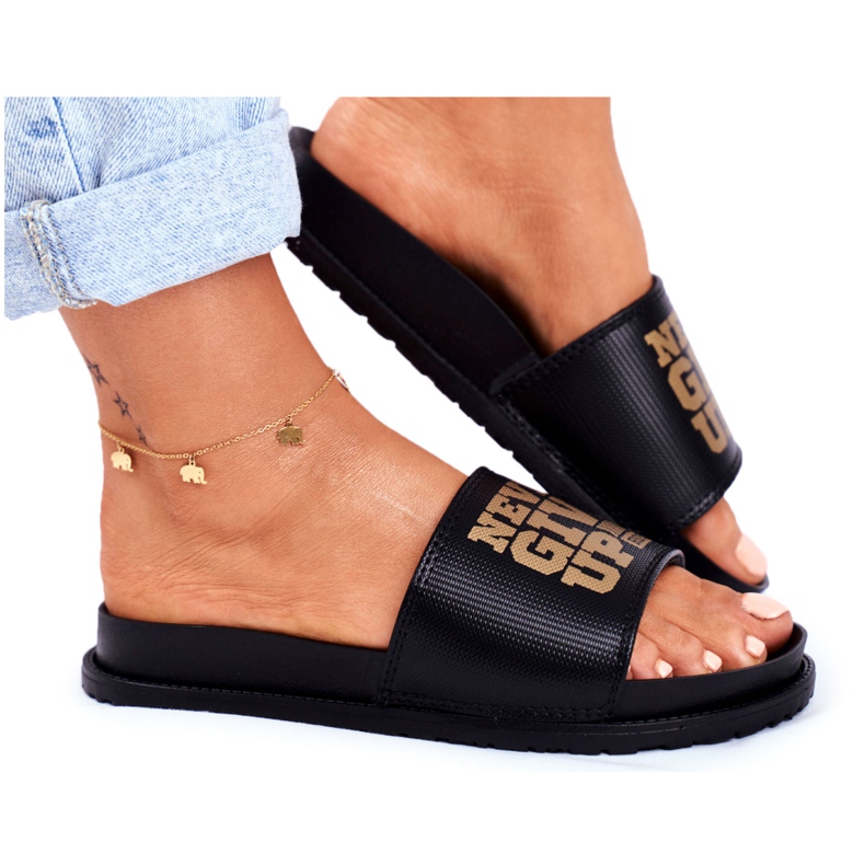 ADY Pantofole da donna Never Give Up2 Oro Nero