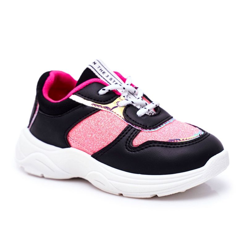 FRROCK Scarpe sportive per bambini Matylda nere con glitter nero multicolore