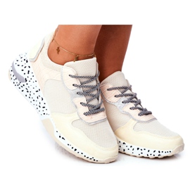 Scarpe Sportive da Donna con Zeppa Nascosta Beige Pinky