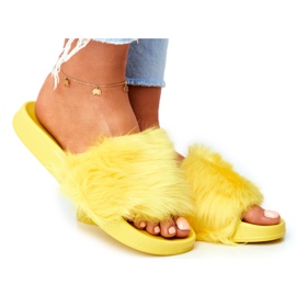 Pantofole Da Donna Con Pelliccia Gialla Pelliccia giallo