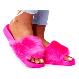 Pantofole Da Donna Con Pelliccia Fucsia Neon Pelliccia rosa