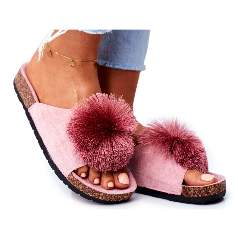 MSMG Ciabatte Da Donna Con Pompon Rosa Galaxo