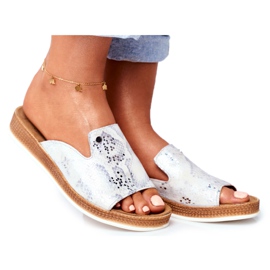 Pantofole eleganti da donna in pelle serpente Nicole 2495 Pompey bianco