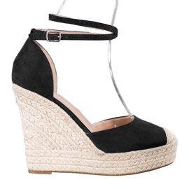 SHELOVET Espadrillas Alte Sulla Zeppa nero