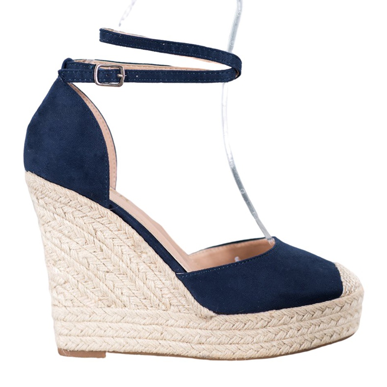 SHELOVET Espadrillas Alte Sulla Zeppa blu navy