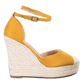 SHELOVET Espadrillas Alte Sulla Zeppa giallo