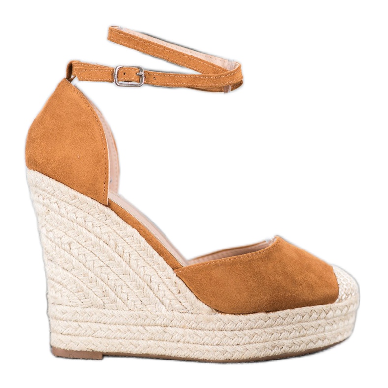 SHELOVET Espadrillas Alte Sulla Zeppa marrone