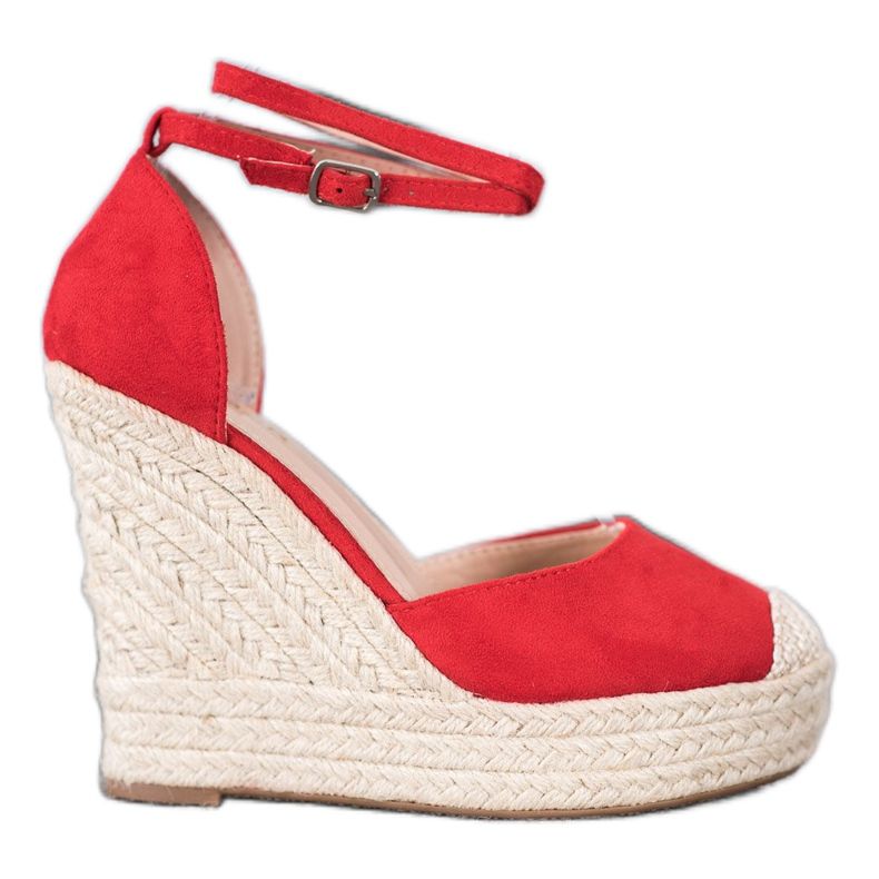 SHELOVET Espadrillas Alte Sulla Zeppa rosso