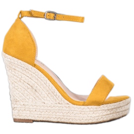 SHELOVET Sandali con zeppa sexy giallo