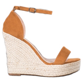 SHELOVET Sandali con zeppa sexy marrone