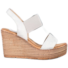 Sea Elves Sandali slip-on con zeppa beige bianco