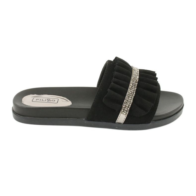 Filippo Flip Black Flip con fronzoli e zirconi nero