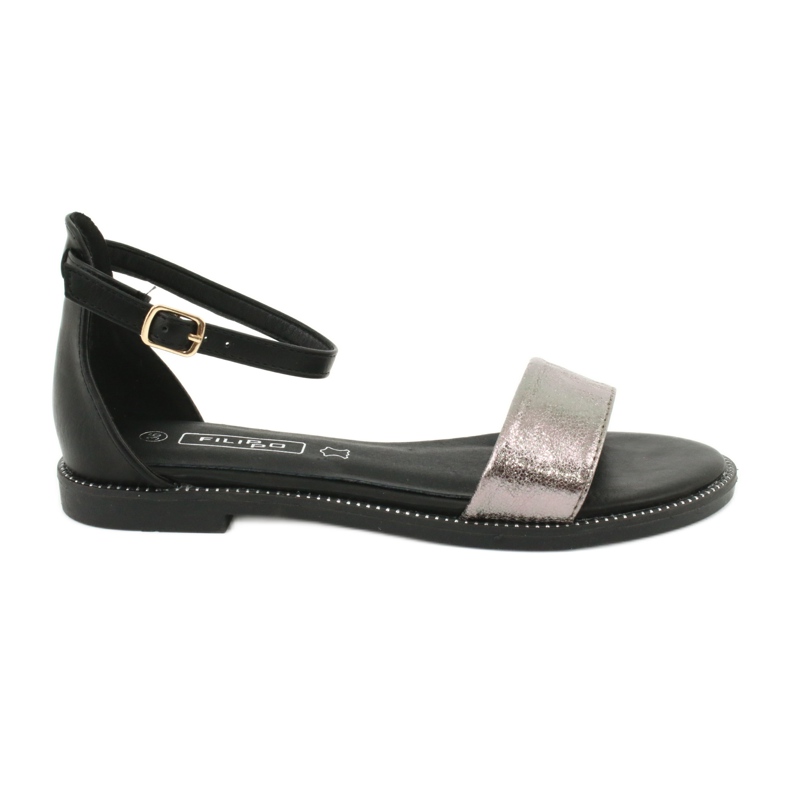 Sandali in pelle Filippo DS1285 / 20 BK SI nero multicolore grigio