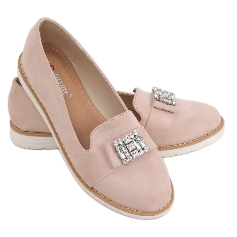 Mocassini in camoscio beige pastello T245 Beige