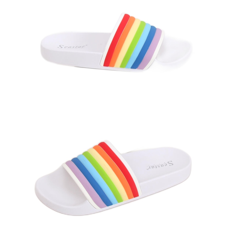 Ciabatte arcobaleno bianche T325P Bianco multicolore