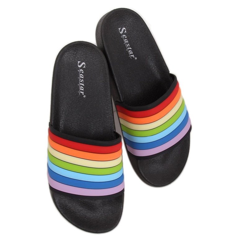 Pantofole arcobaleno nere T325P Nero multicolore
