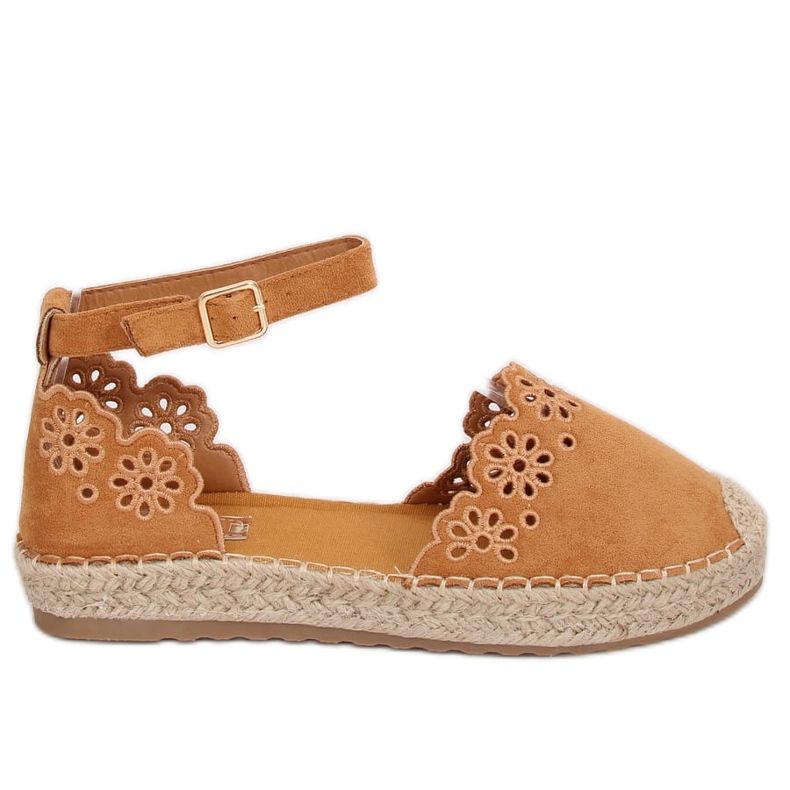 Espadrillas traforate cammello JH119 Camel marrone