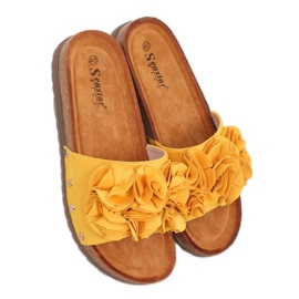 Pantofole da donna miele F191 Giallo